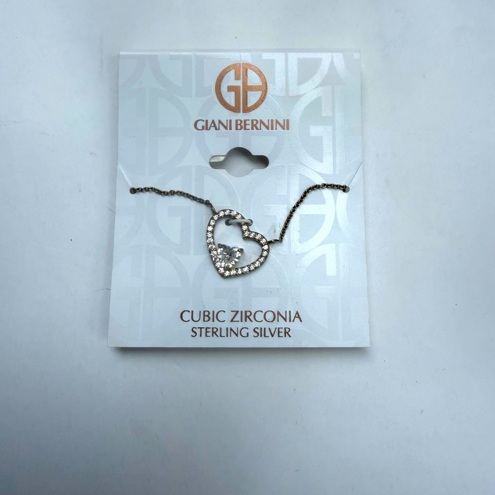 Giani Bernini Sterling Silver Heart Necklace with Cubic Zirconia